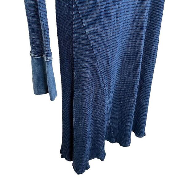 Able Womens Ribbed Blue Long Sleeve Cold Shoulder USA Made Knit Dress sz Large - Picture 2 of 16